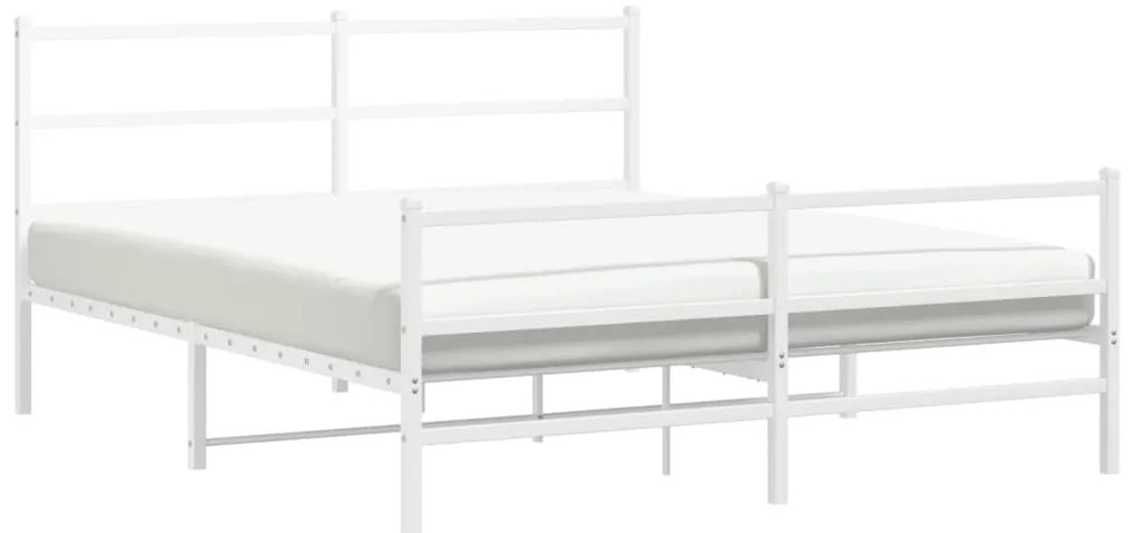 Estrutura de cama com cabeceira e pés 150x200 cm metal branco