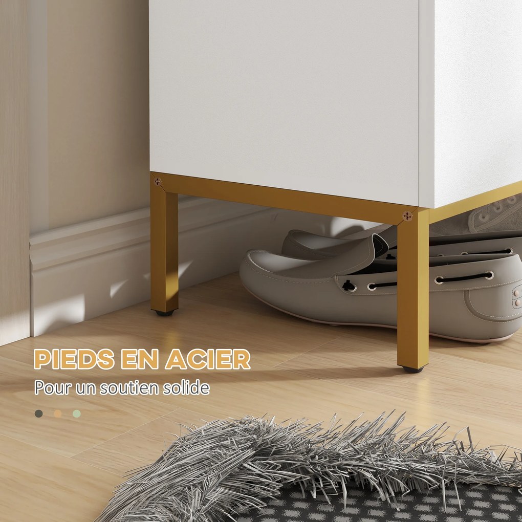 Sapateira com capacidade para 20 pares 72 x 31,5 x 95 cm, armário moderno com portas de fecho suave e prateleiras ajustáveis, branco