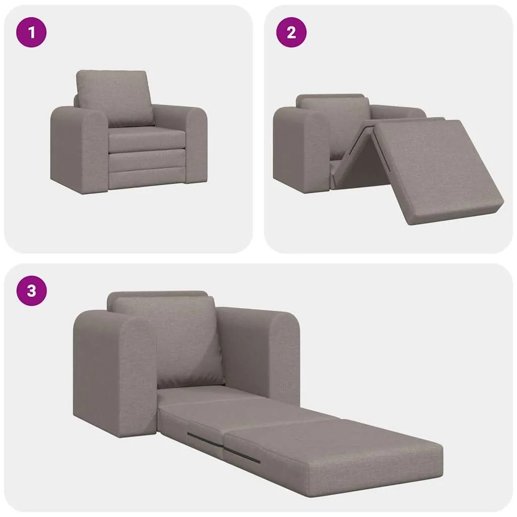 Sofá Cama de Piso 2-em-1 Taupe 98x71x83 cm Tecido