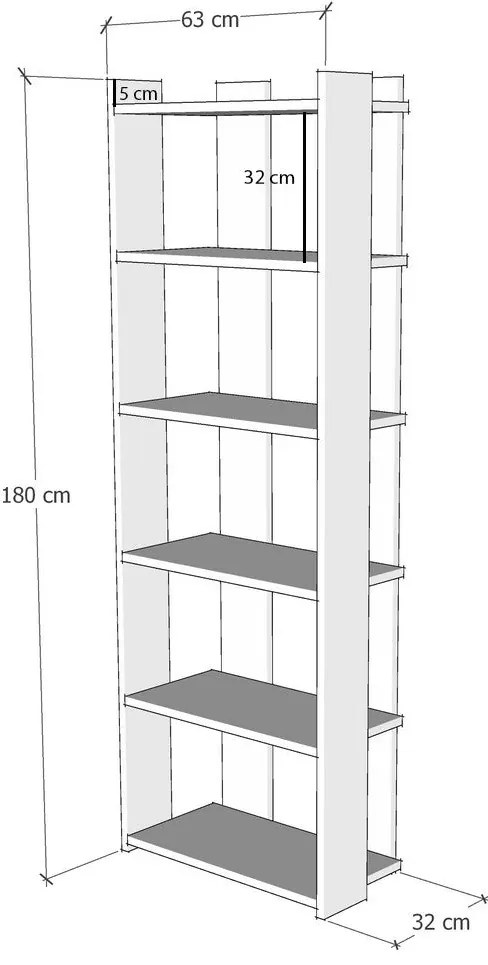 Estante Sakran – Branco/Nogueira – 63x180x32 cm