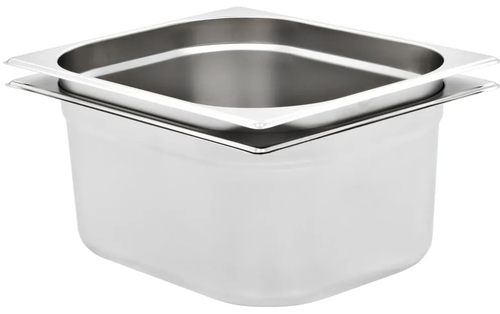 vidaXL Recipientes gastronorm 2 pcs GN 1/2 150 mm aço inoxidável