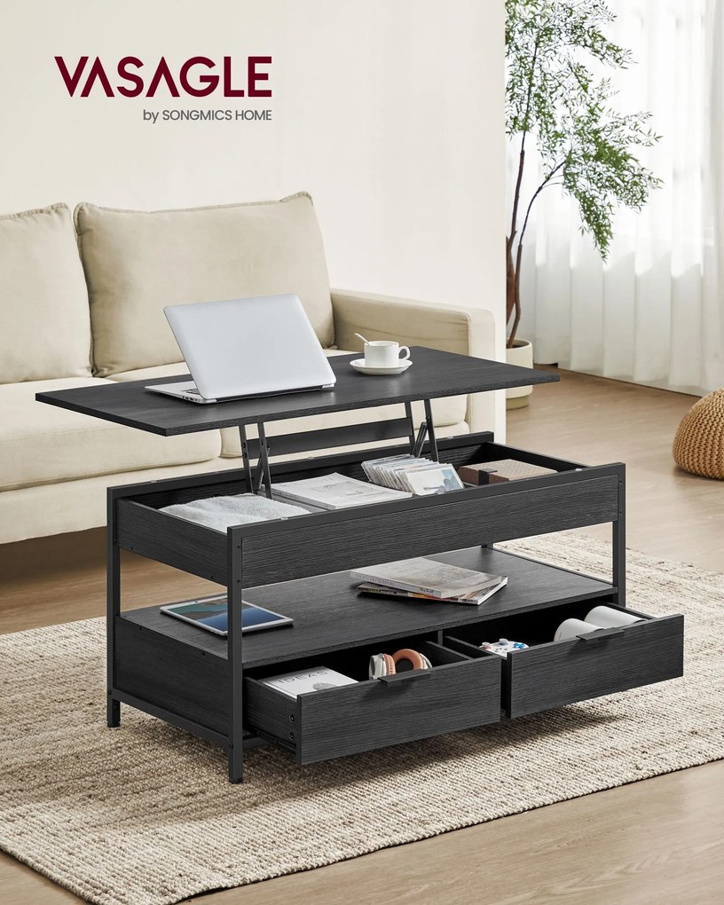 Mesa de centro com gavetas 50 x 100 cm Preto