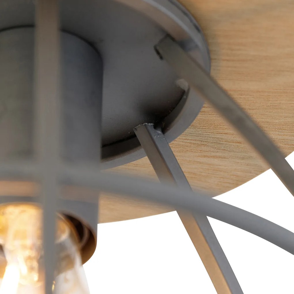 LED Candeeiro de teto inteligente cinzento escuro com madeira incl. WiFi E27 - Arthur Industrial