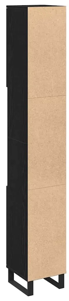 Armário de Banheiro vidaXL Carvalho Preto 30x30x190 cm Madeira Engenha