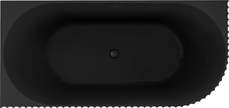 Mexen Gia banheira de canto independente estriada esquerda 170 x 80 cm, preto mate, transbordo preto - 52701708071L-70