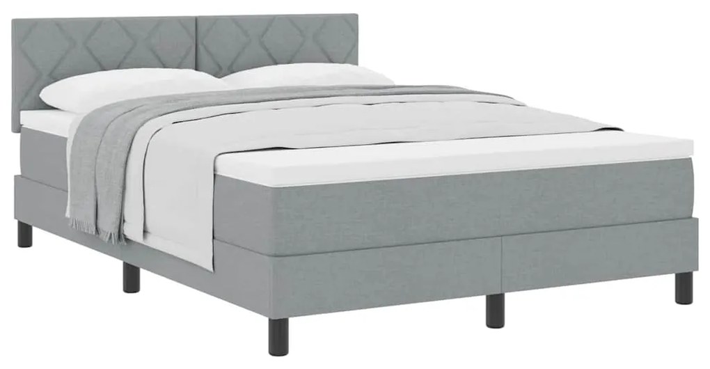 Cama Box com Colchão Cinza Claro 140x190 cm Tecido