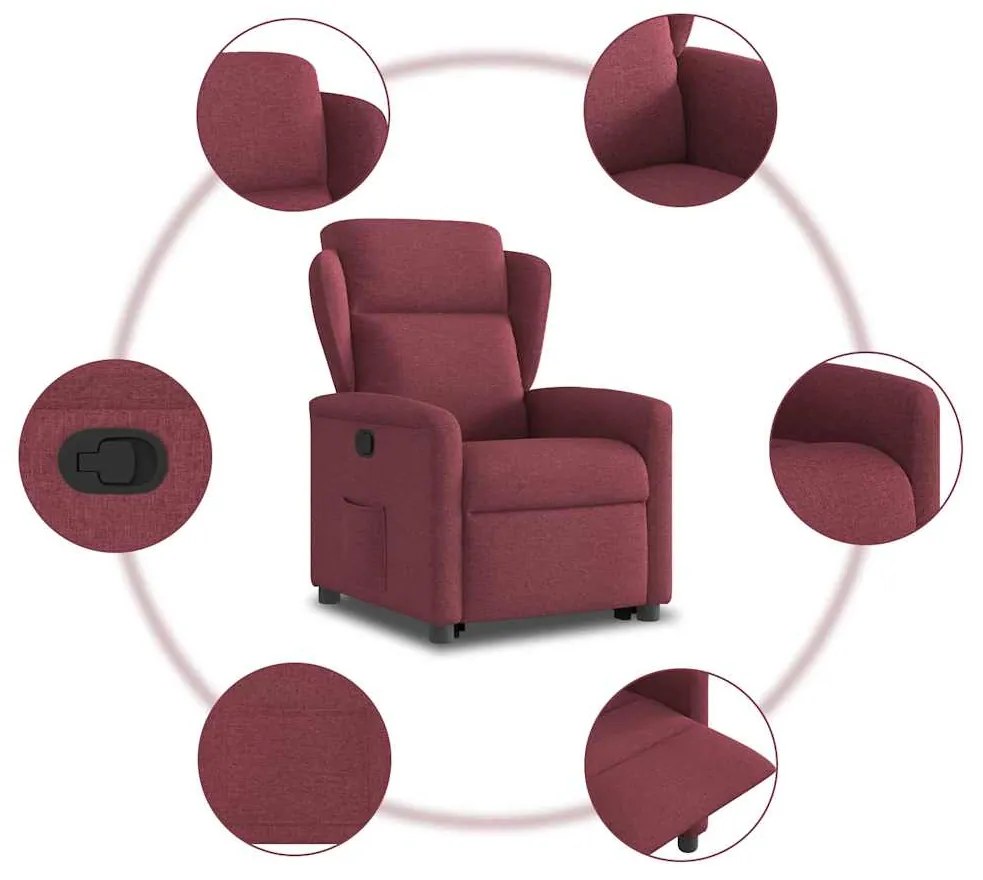 Poltrona reclinável elevatória tecido vermelho tinto