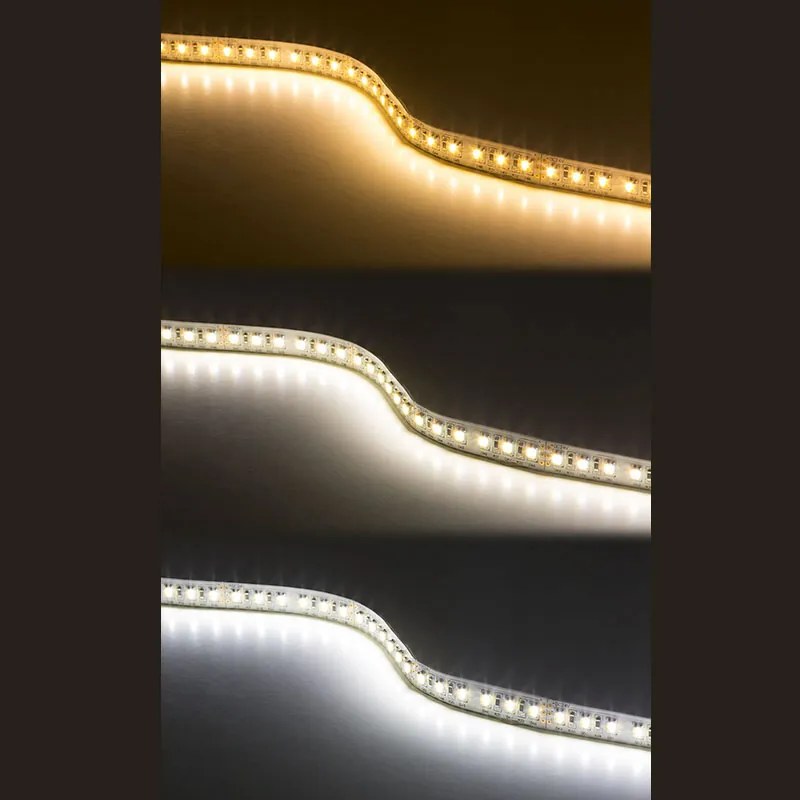 Fita de LED SMD3838 dupla branca, DC24V, 5m (154 Led/m), 75W, CRI>90, IP65, Branco duplo