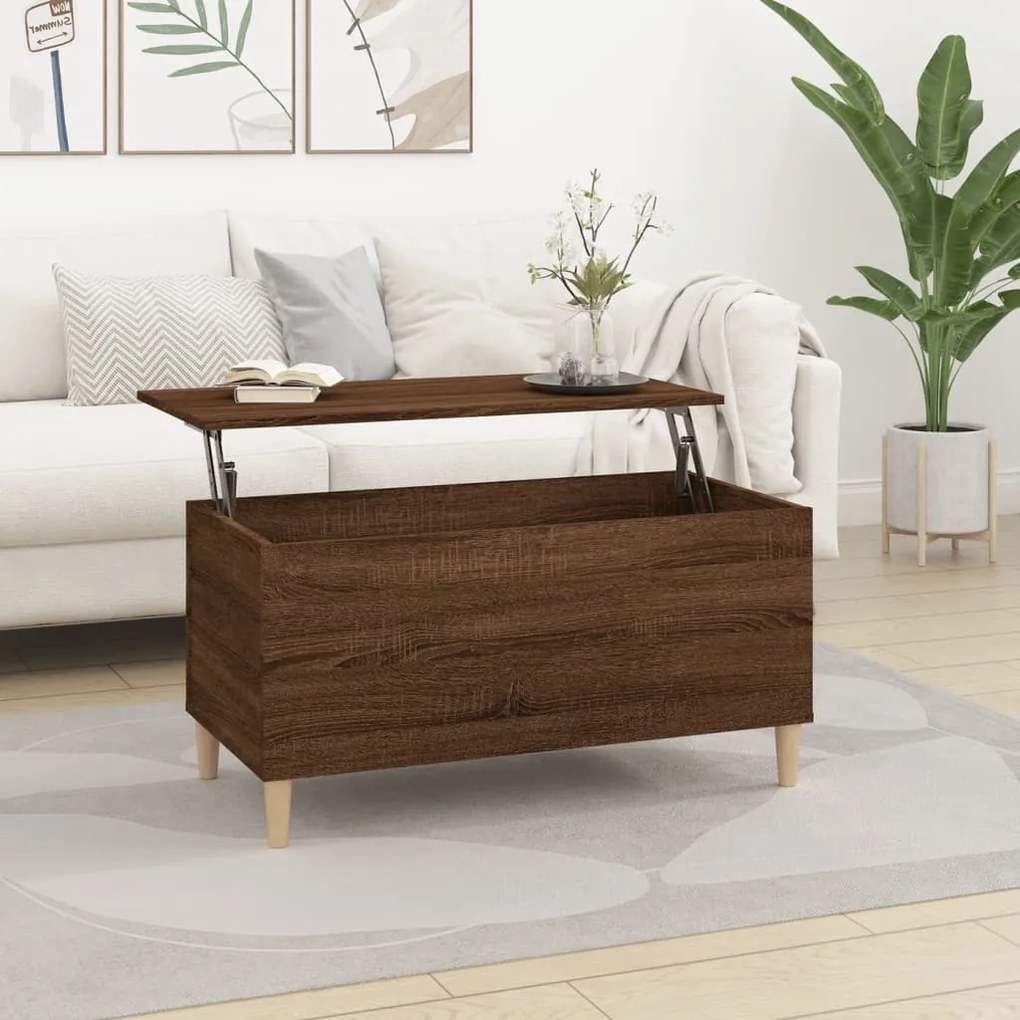 vidaXL Mesa centro 90x44,5x45 cm derivados madeira carvalho castanho