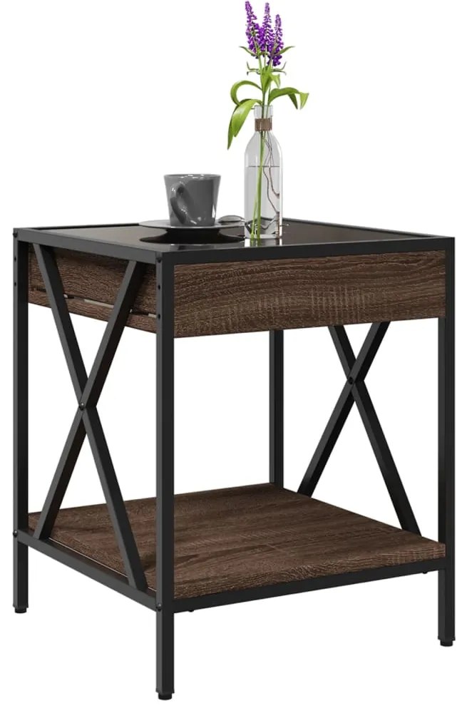 Mesa de centro luzes LED Infinity 40x40x49 cm carvalho castanho