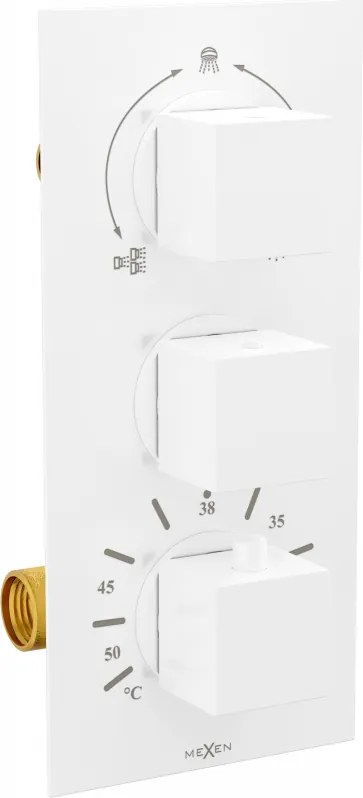 Mexen Cube misturadora termostática de banheira-duche de 3 saídas, branca - 77503-20