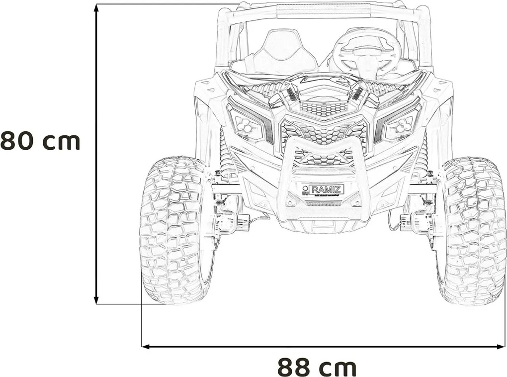 Buggy elétrico para Crianças 24V, 4x4, 4 motores 200W, UTV X3 Off-Road, Rodas de espuma EVA, 2x Assentos Couro ecológico Azul