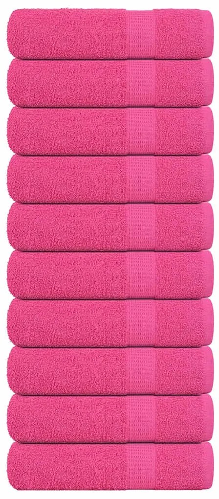vidaXL Toalhas de mãos FROGN 10 pcs 50x100 cm 360 g/m² rosa