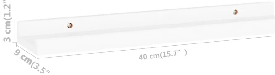 Prateleiras de parede 4 pcs 40x9x3 cm branco