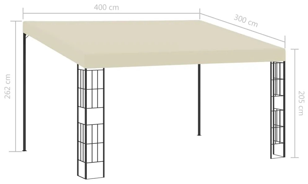 Gazebo de montagem na parede 3x4 m tecido creme
