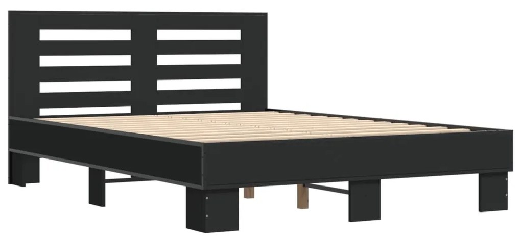 Estrutura de cama 135x190 cm derivados de madeira/metal preto