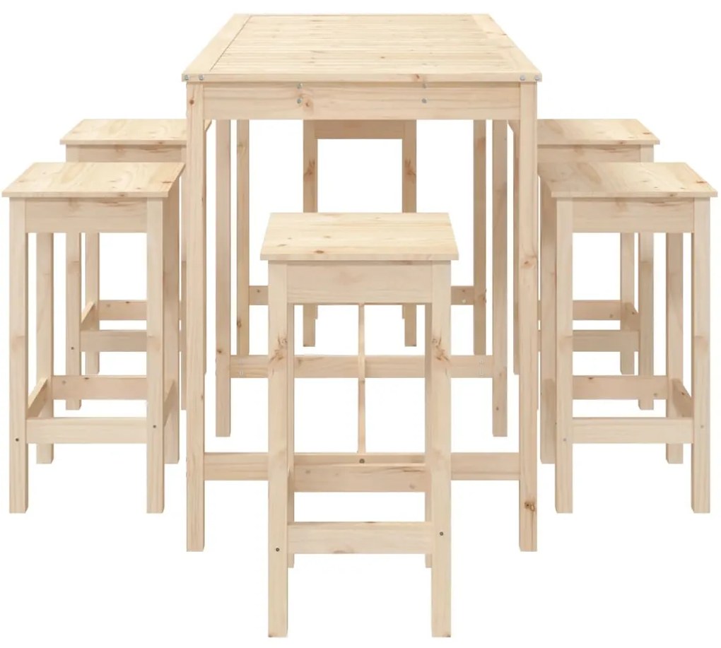 7 pcs conjunto de bar para jardim pinho maciço