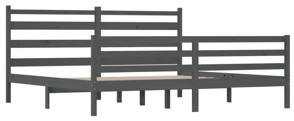 Estrutura de cama 200x200 cm pinho maciço cinzento