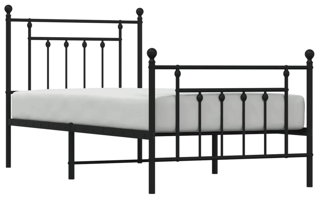 Estrutura de cama com cabeceira e pés 80x200 cm metal preto