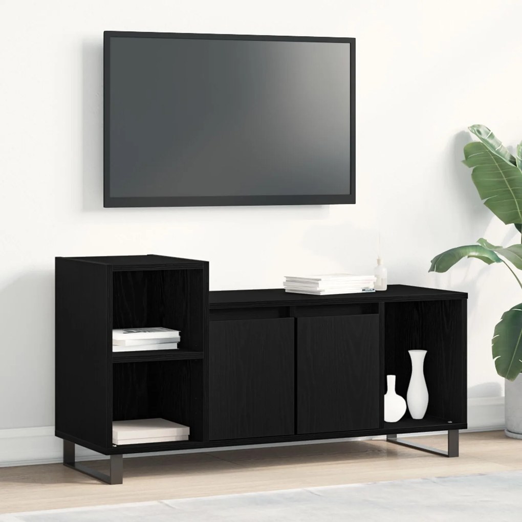Armário para TV vidaXL Preto Carvalho 100x35x55 cm Madeira Engineered