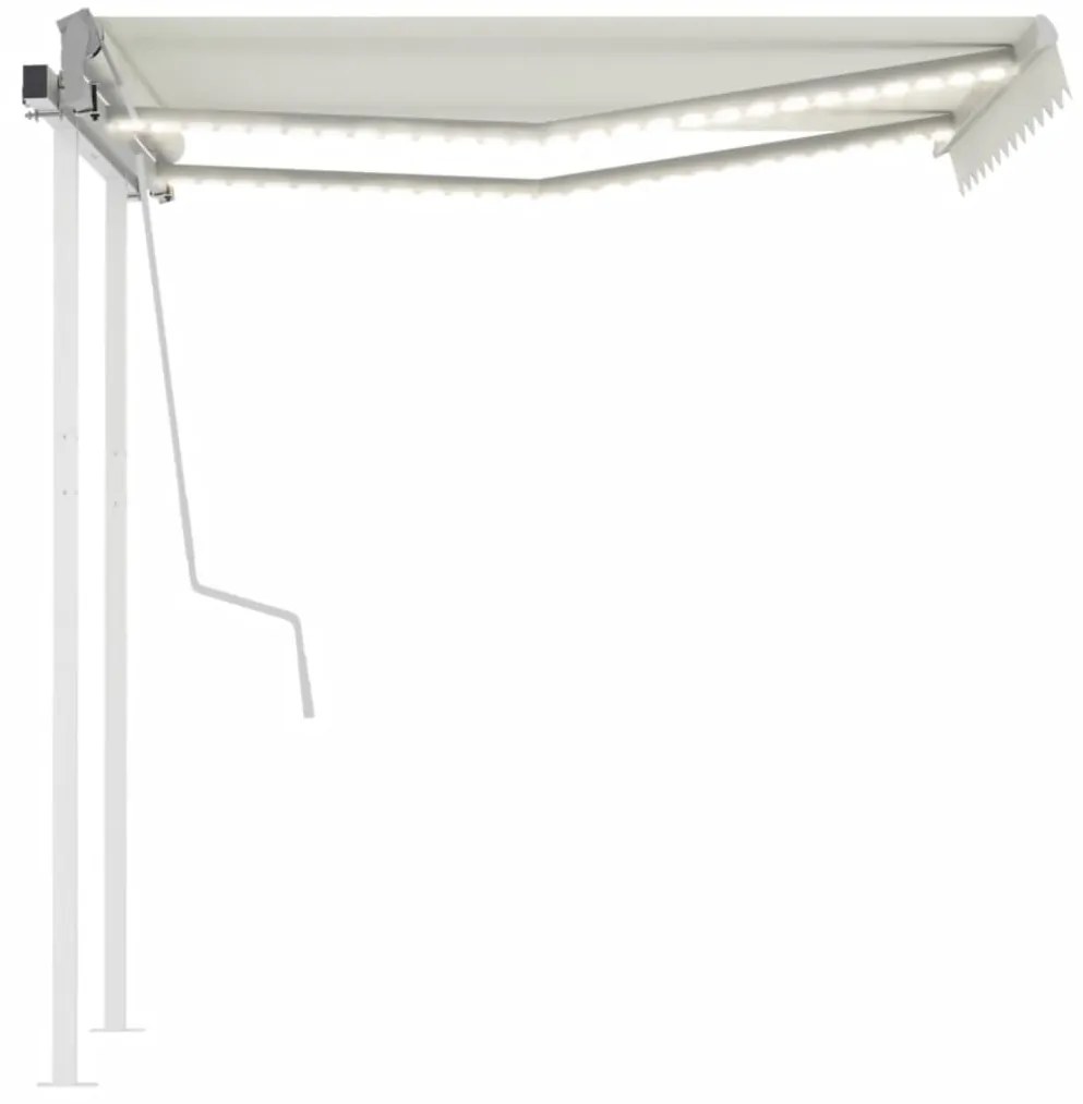Toldo retrátil manual com LED 3,5x2,5 m cor creme