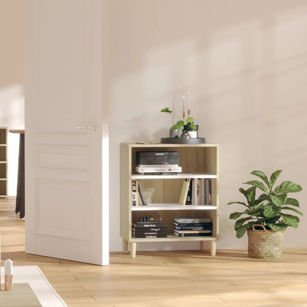 vidaXL Aparador 57x35x70 cm contraplacado branco e carvalho sonoma