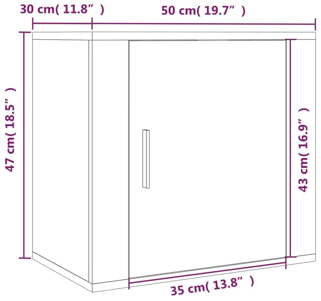 Mesa de cabeceira de parede 50x30x47 cm carvalho fumado