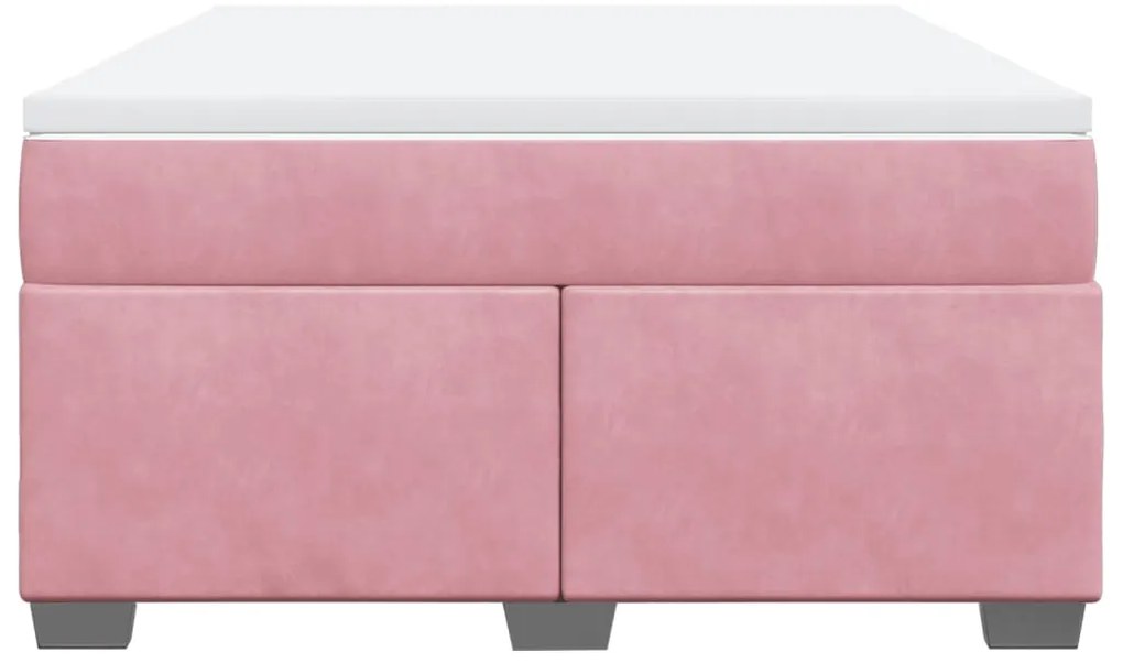 Cama com molas/colchão 160x200 cm veludo rosa