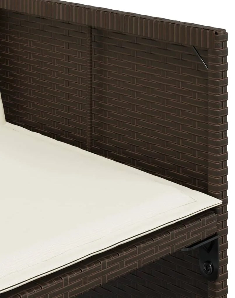 13 pcs conjunto jantar p/ jardim c/ almofadões vime PE castanho