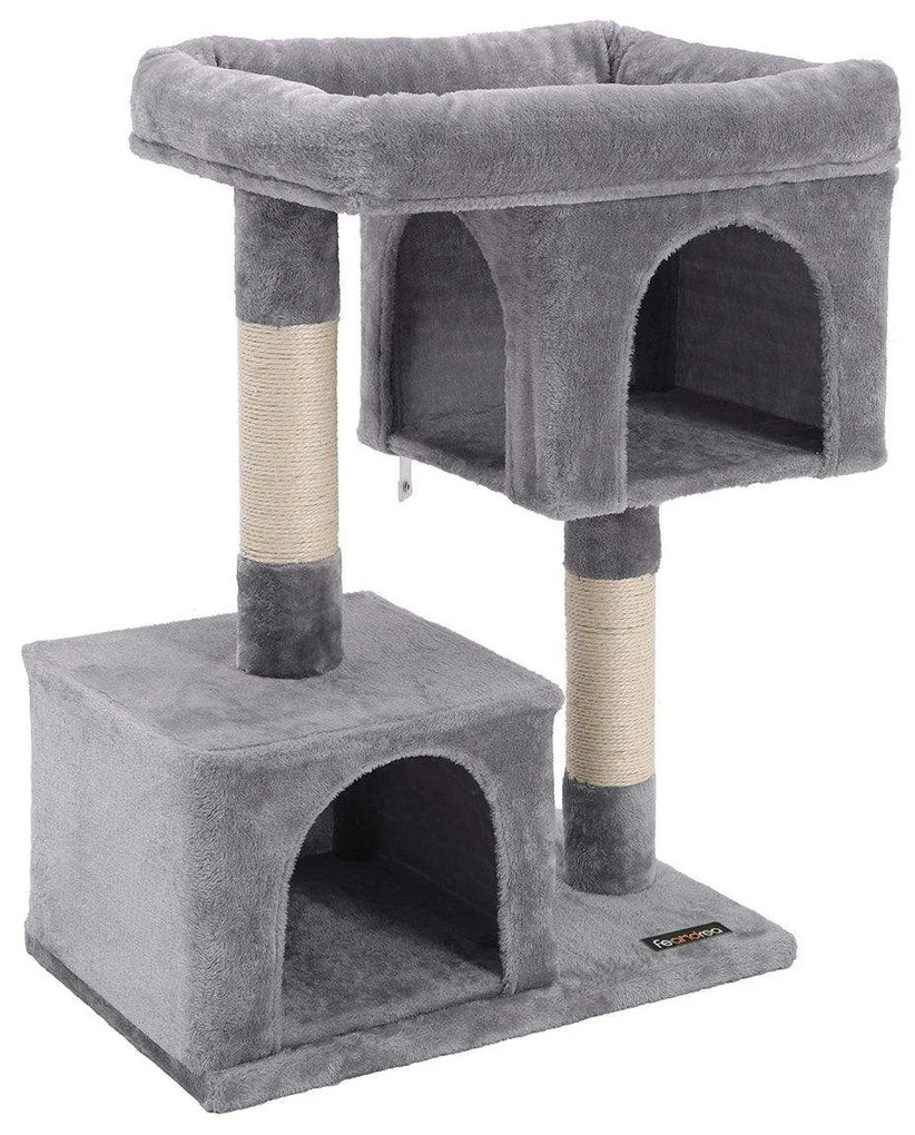 Árvore para gatos FEANDREA, condomínio compacto para gatos com 2 cavernas, cinza claro PCT61W