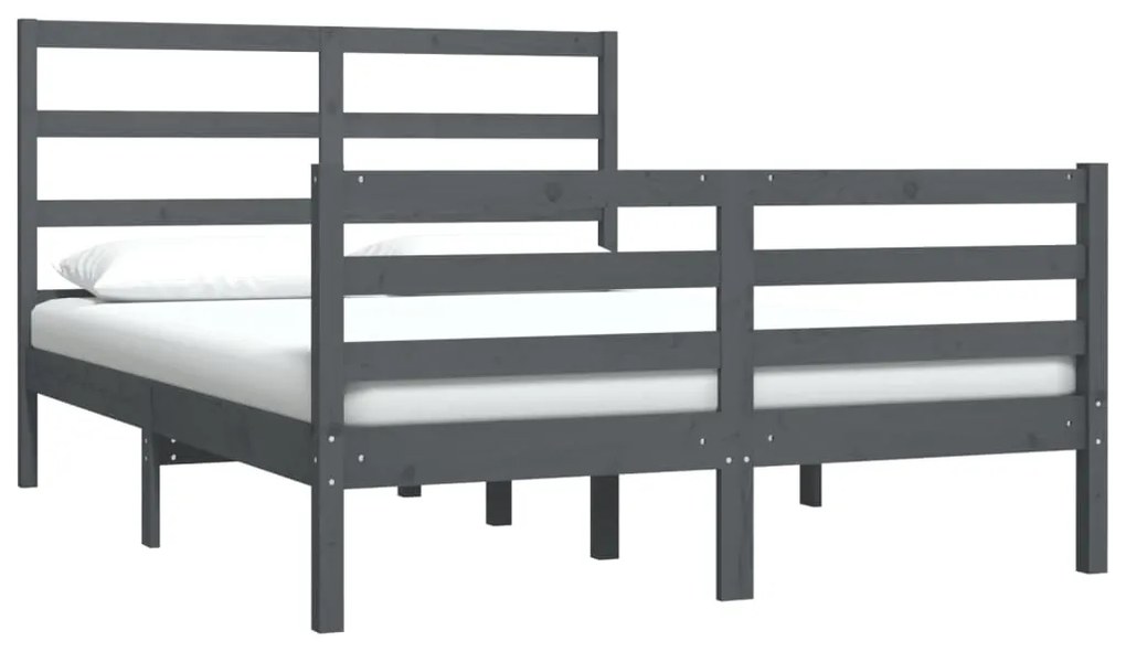 Estrutura de cama dupla 4FT6 135x190 cm pinho maciço cinzento