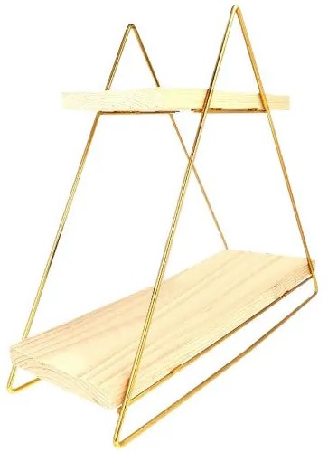 Prateleira Masa Servis Rafı – Dourado e Castanho – 38x16x42 cm | Tribo