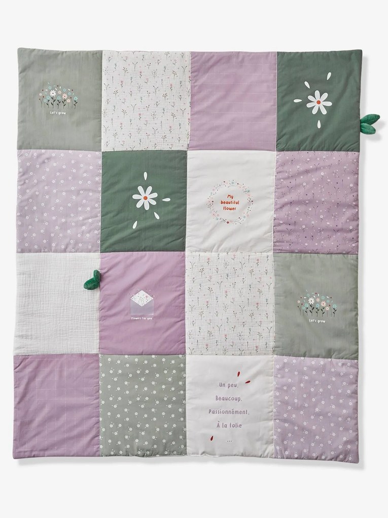 Colcha em patchwork Doce Provença violeta medio liso com motivo