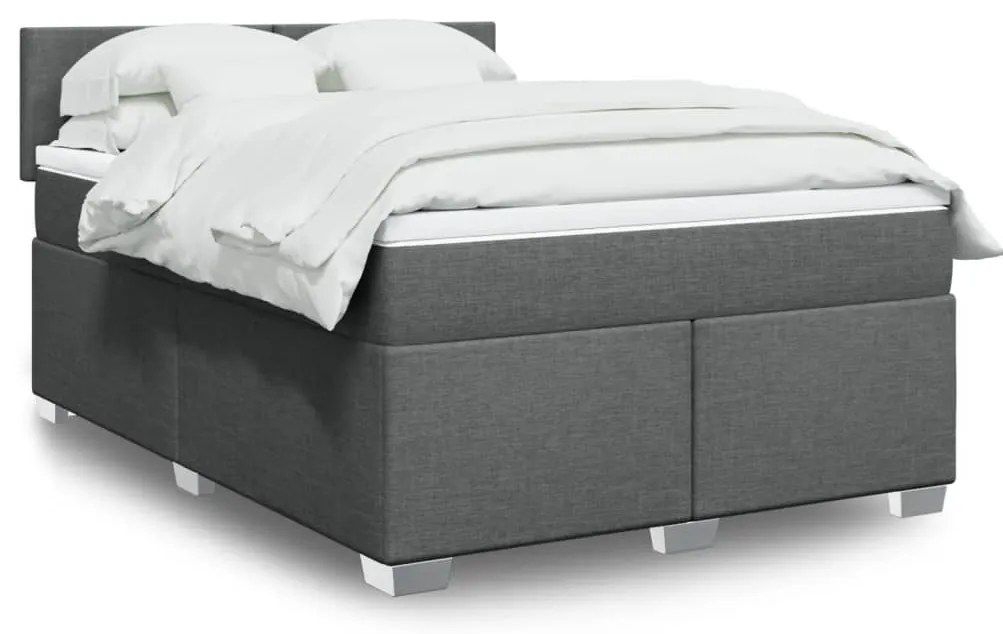 vidaXL Cama com molas/colchão 160x200 cm tecido cinzento-escuro