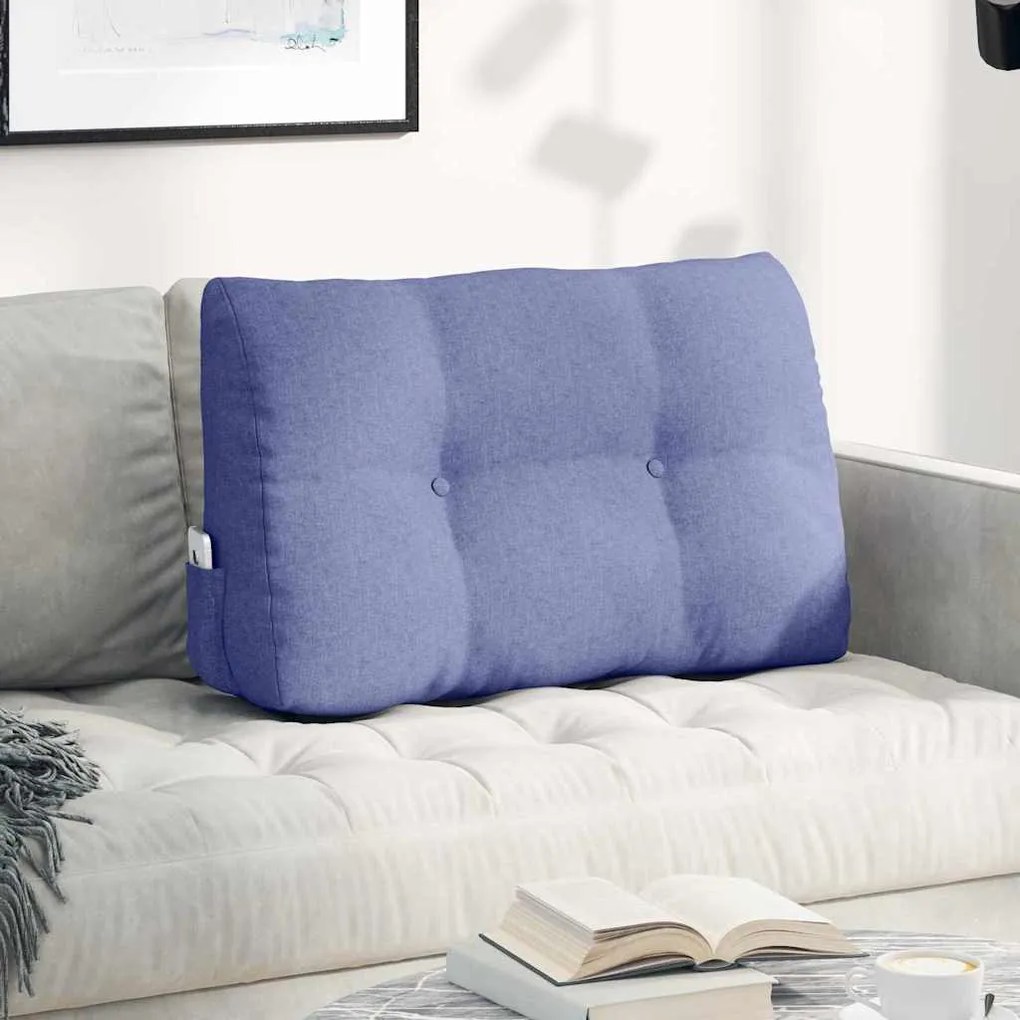 vidaXL Travesseiro para Costas Azul Jeans 80 x 24 x 50 cm tecido