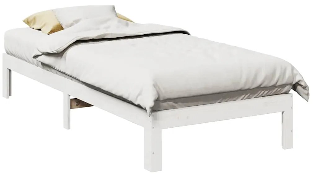 Cama sem colchão 90x200 cm madeira de pinho maciça branco