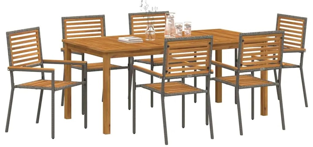 Conjunto de Jantar de Jardim 7 pcs Cinzeto 180 x 90 x 75 cm