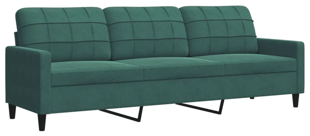 4 pcs conjunto sofás com almofadões e rolos veludo verde-escuro