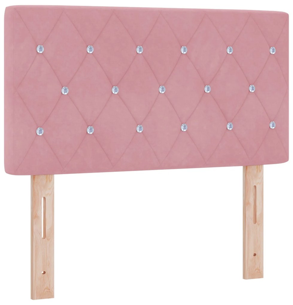 Cama Box Spring com Colchão Rosa 80x200 cm Veludo