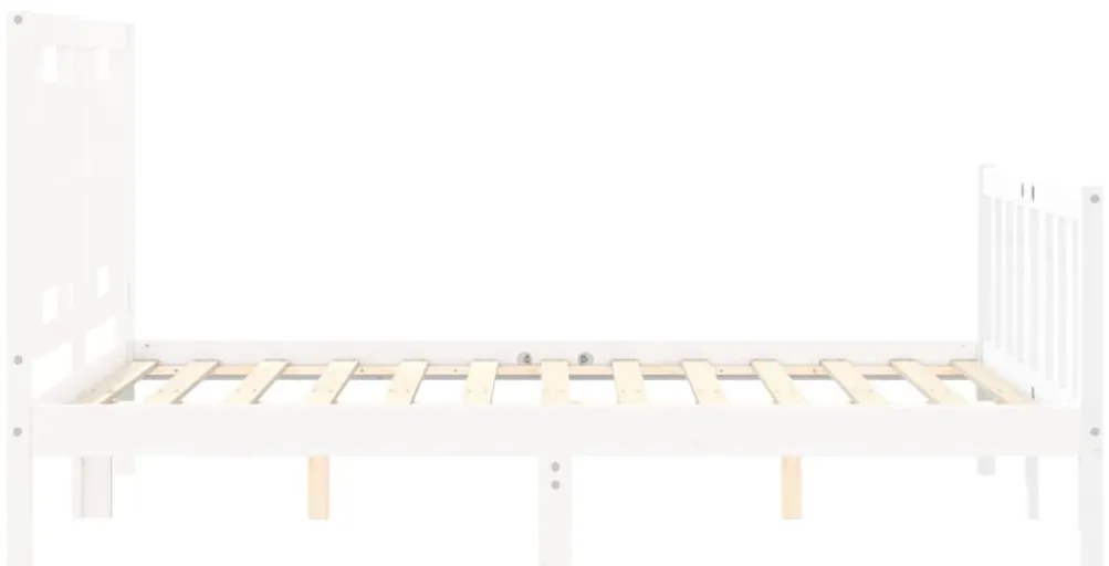 Cama sem colchão 140x190 cm madeira de pinho maciça branco