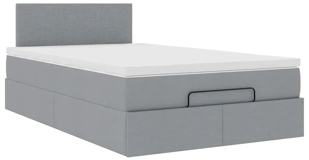 Cama otomana com colchão 120x190 cm tecido cinzento claro