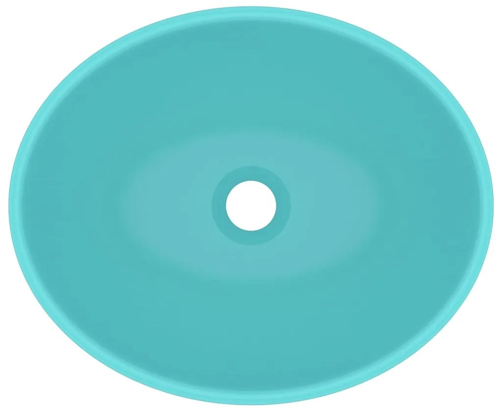 Lavatório luxuoso oval 40x33cm cerâmica verde-claro mate
