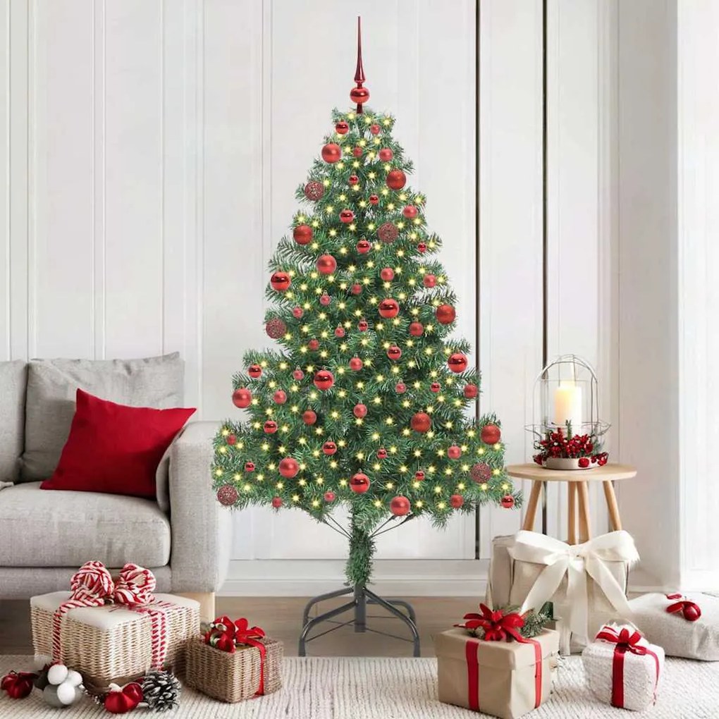 vidaXL Árvore de Natal com 300 LEDs com suporte Verde 180 cm PVC