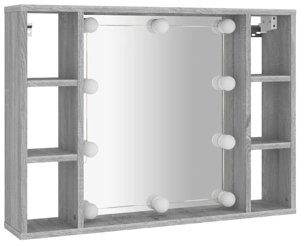 Armário espelhado com LED 76x15x55 cm sonoma cinza