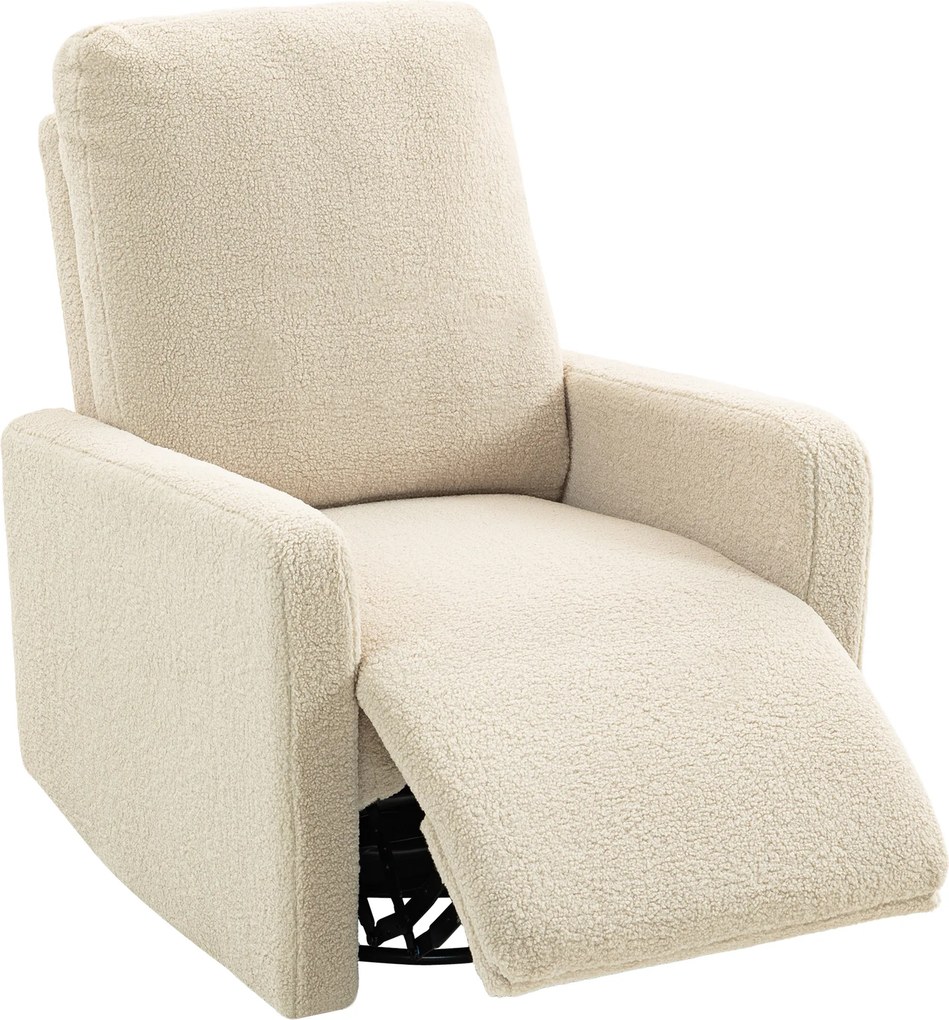 Poltrona reclinável, poltrona de relaxamento com apoio para os pés, giratória em 360° e reclinável, 76 x 94 x 100 cm, bege