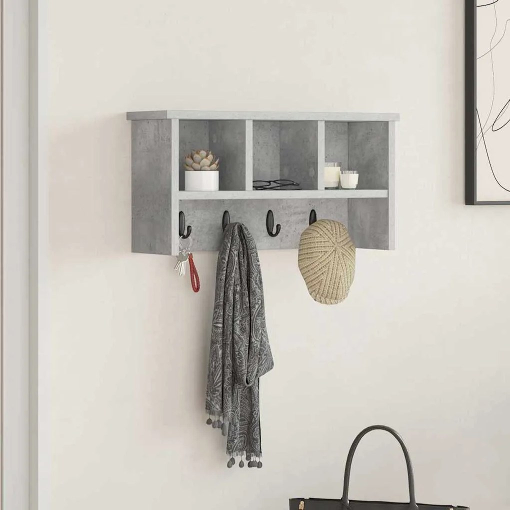 vidaXL Cabideiro de Parede Cinzento cimento 50 x 16 x 26 cm