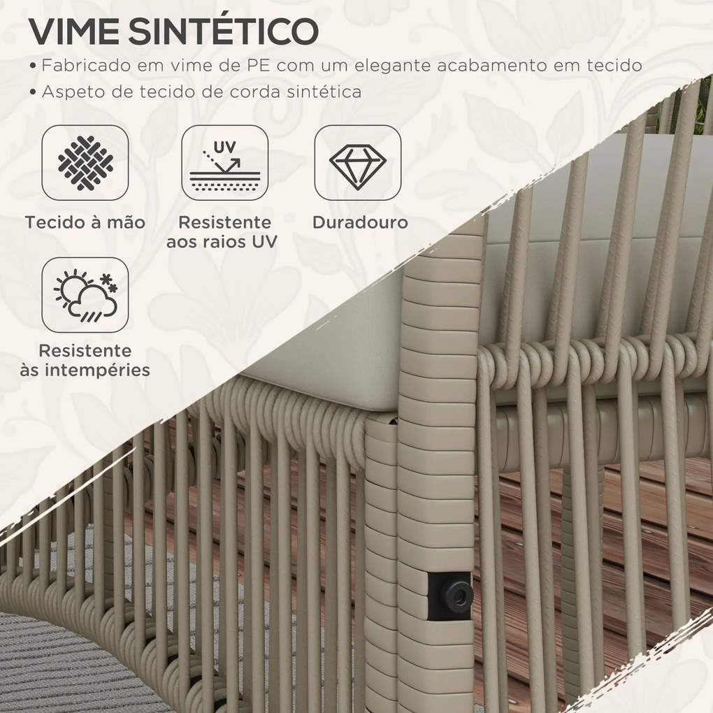 Conjunto de Móveis de Jardim em Vime – 4 Peças – Sofá 2 Lugares, 2 Pol