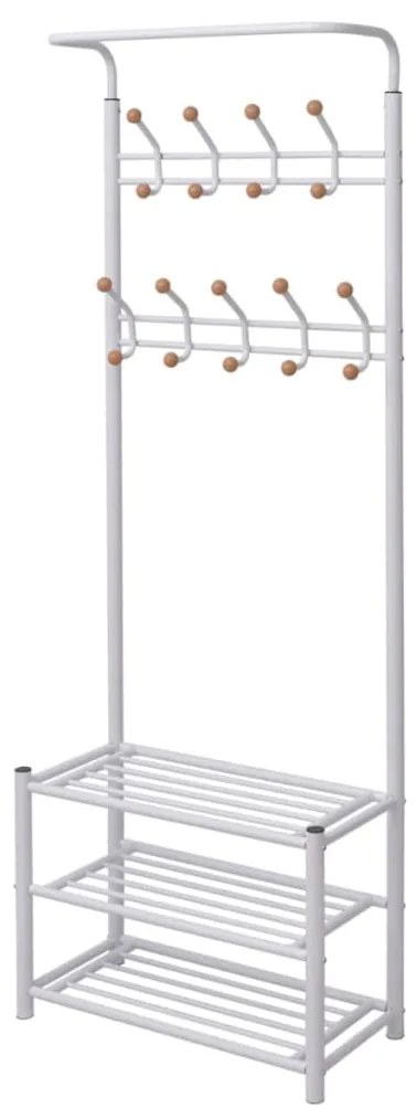 243727 vidaXL Suporte para roupas com sapateira 68x32x182,5 cm branco