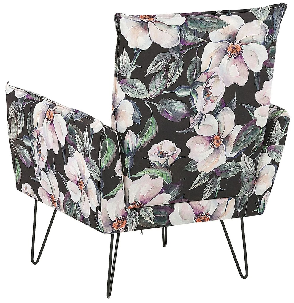 Poltrona estofada com padrão floral preto RIBE Beliani