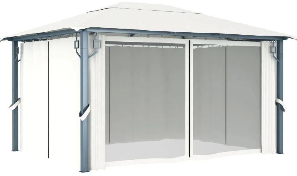 Gazebo com cortina 400x300 cm alumínio creme